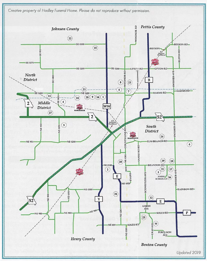 Map of local Amish owned businesses